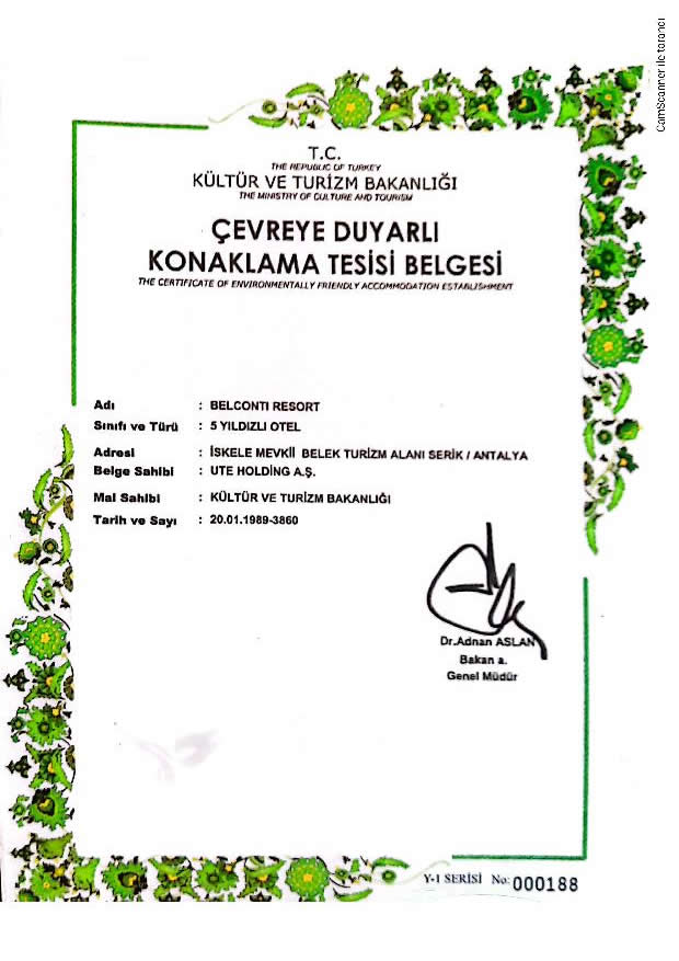 Çevreye Duyarlı Konaklama Tesisi Belgesi