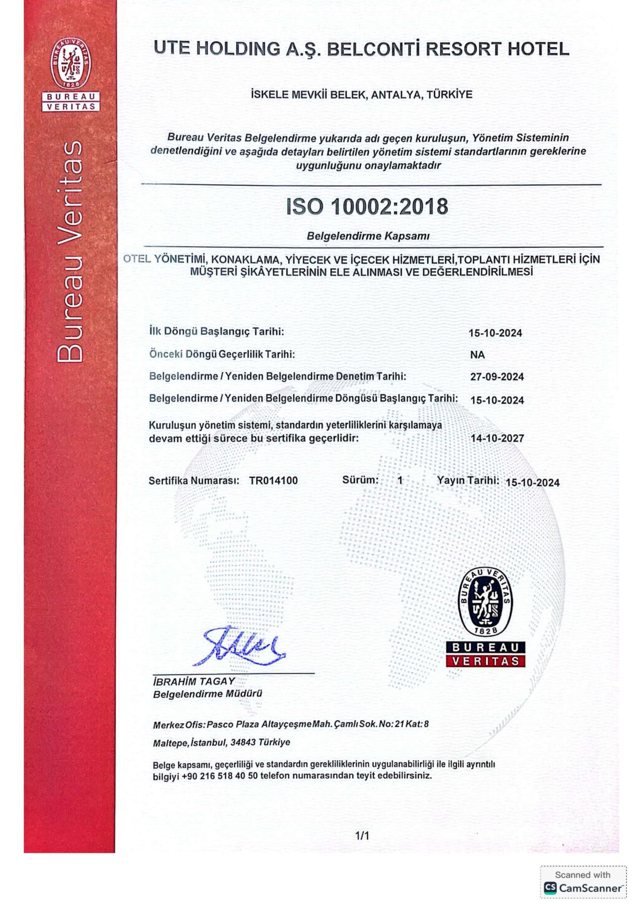 ISO 10002:2018 — Müşteri Şikâyetleri Yönetimi (TR)